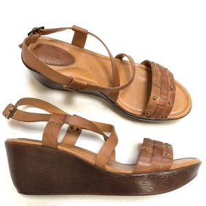 Fossil Leather Platform Wedge Sandals 9.5